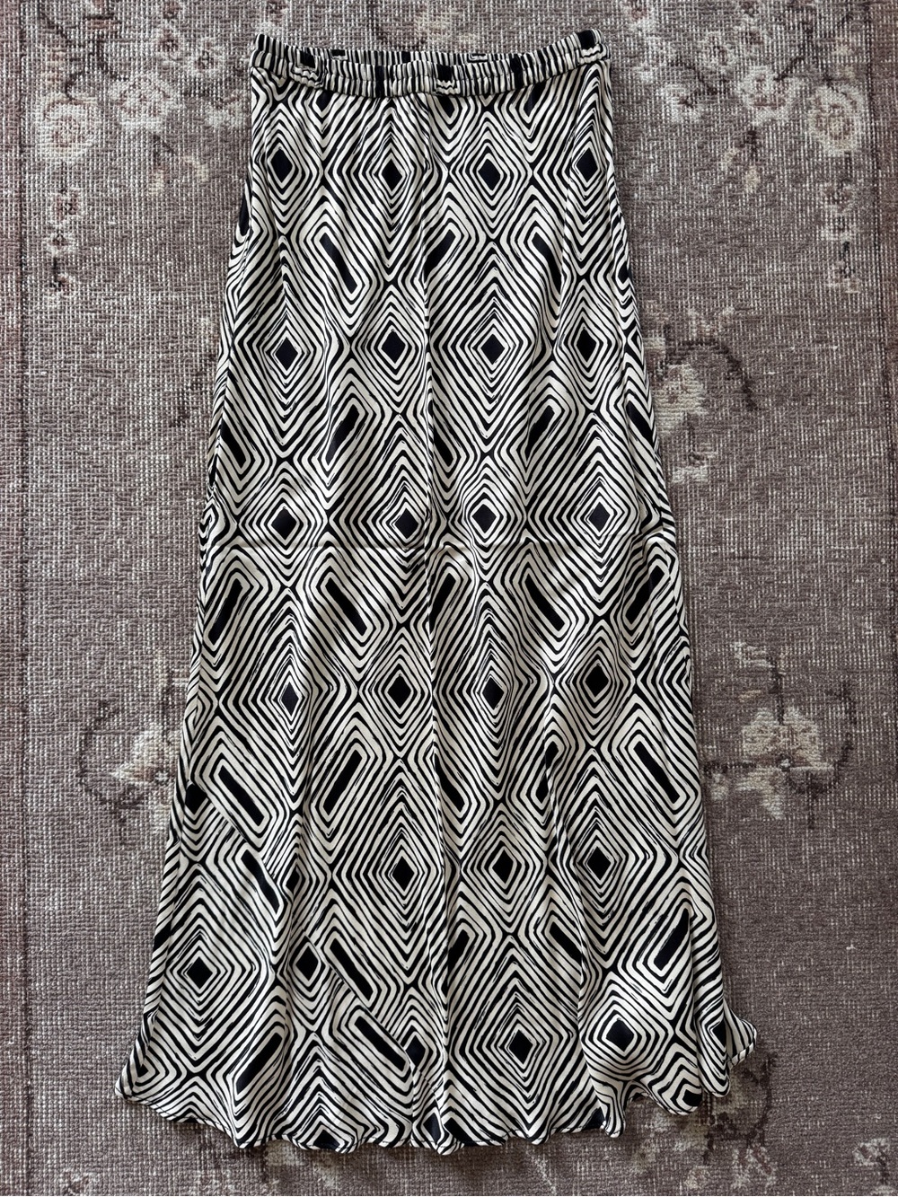 Zara Black & White Geometric Maxi Skirt